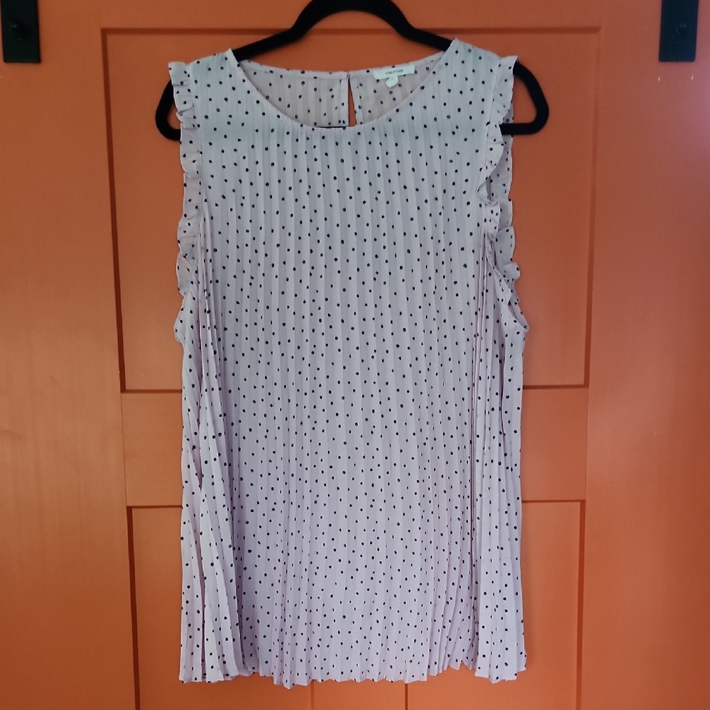 Maurices Light Pink Pleated Polka Dot Sleeveless Blouse